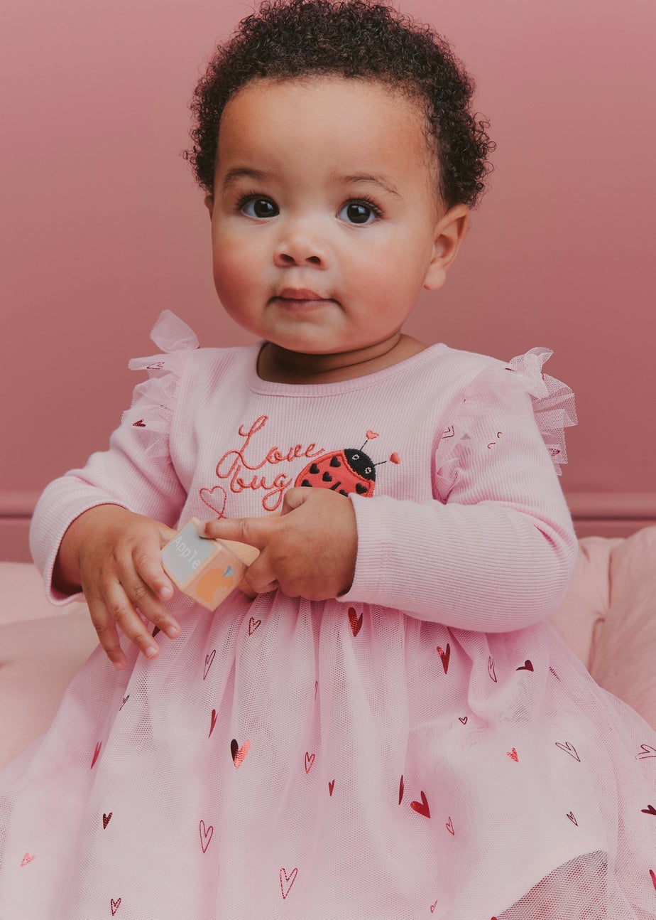 Girls Pink Ladybird Valentines Tutu Dress (1-7yrs)