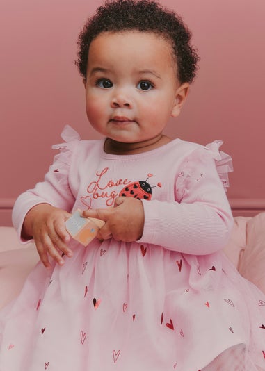 Girls Pink Ladybird Valentines Tutu Dress (1-7yrs)