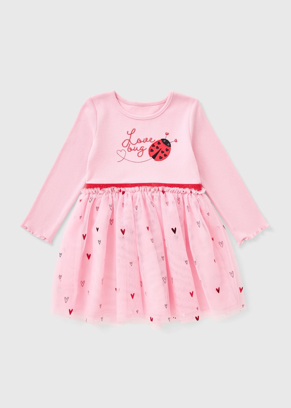 Girls Pink Ladybird Valentines Tutu Dress (1-7yrs)