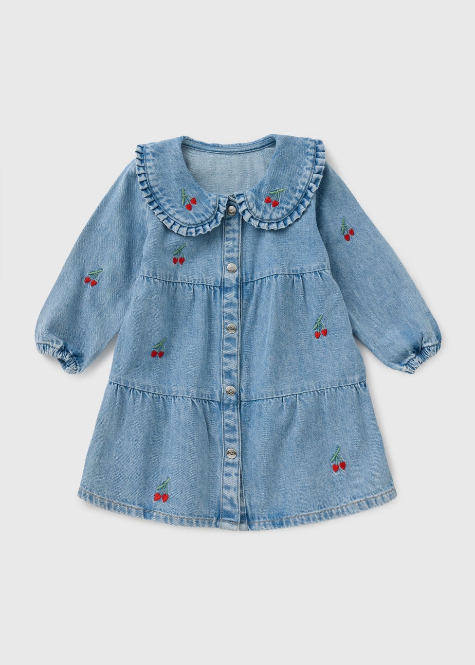 Girls Dress Cherry Denim Dress (1-7yrs)