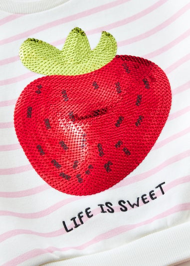 Girls Pink Strawberry Sequin & Flare Set (1-7yrs)