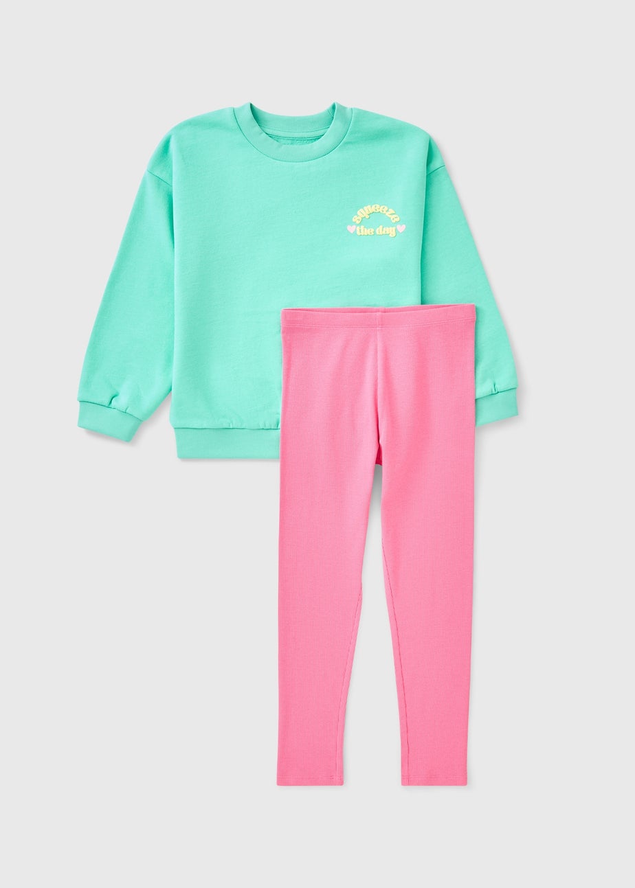 Girls Green Lemonade Sweatshirt & Legging Set (1-7yrs)
