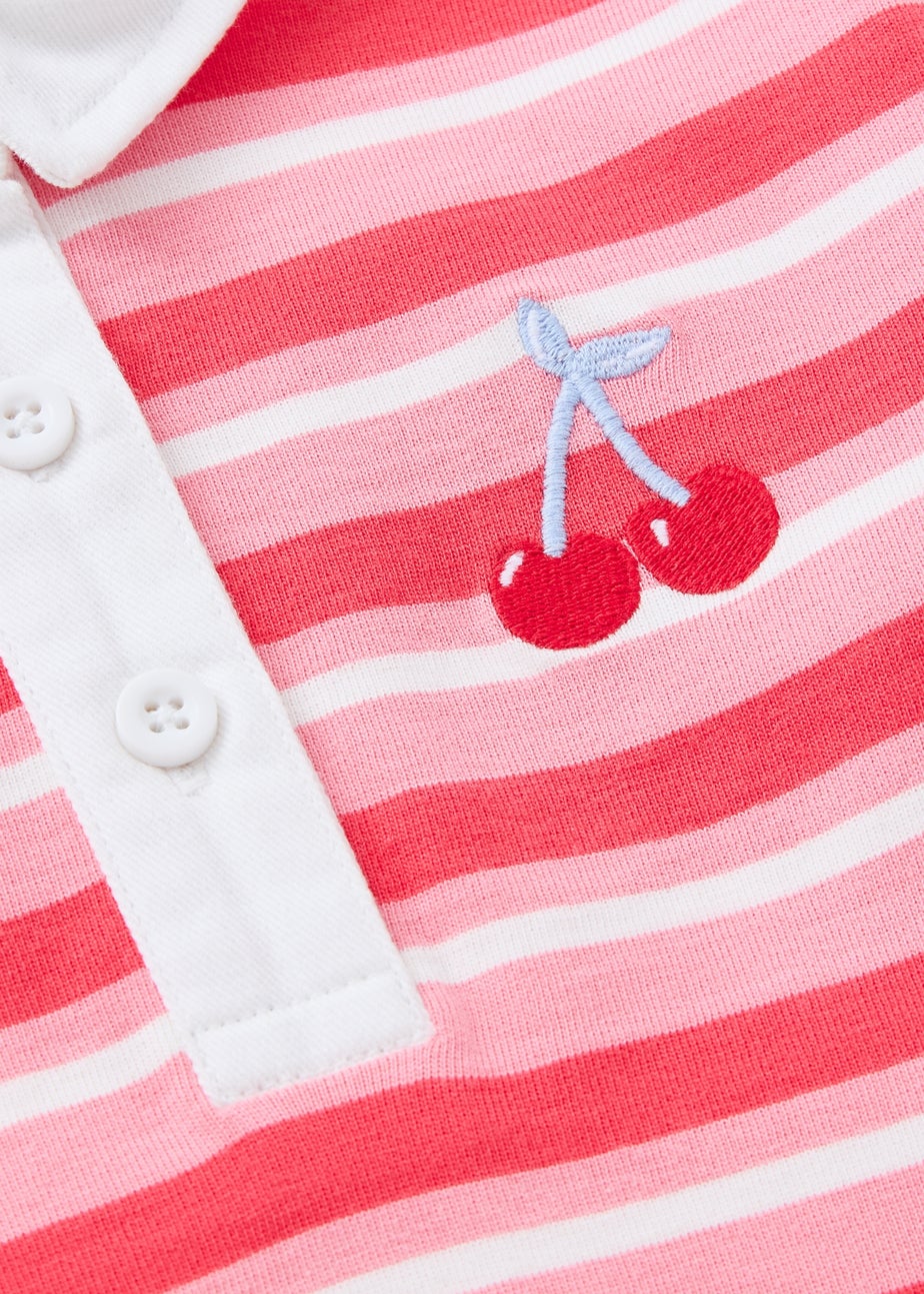 Girls Red Stripe Rugby Top (1-7yrs)