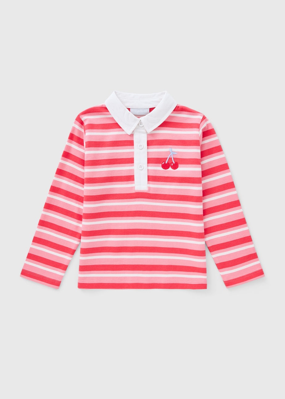 Girls Red Stripe Rugby Top (1-7yrs)