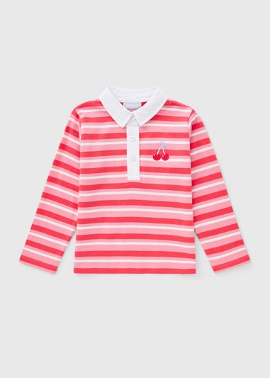 Girls Red Stripe Rugby Top (1-7yrs)