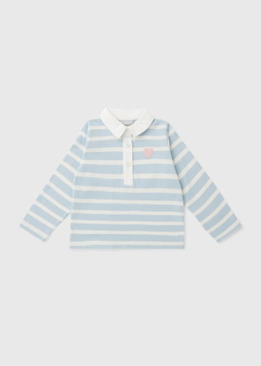Girls Blue Stripe Rugby Top (1-7yrs)