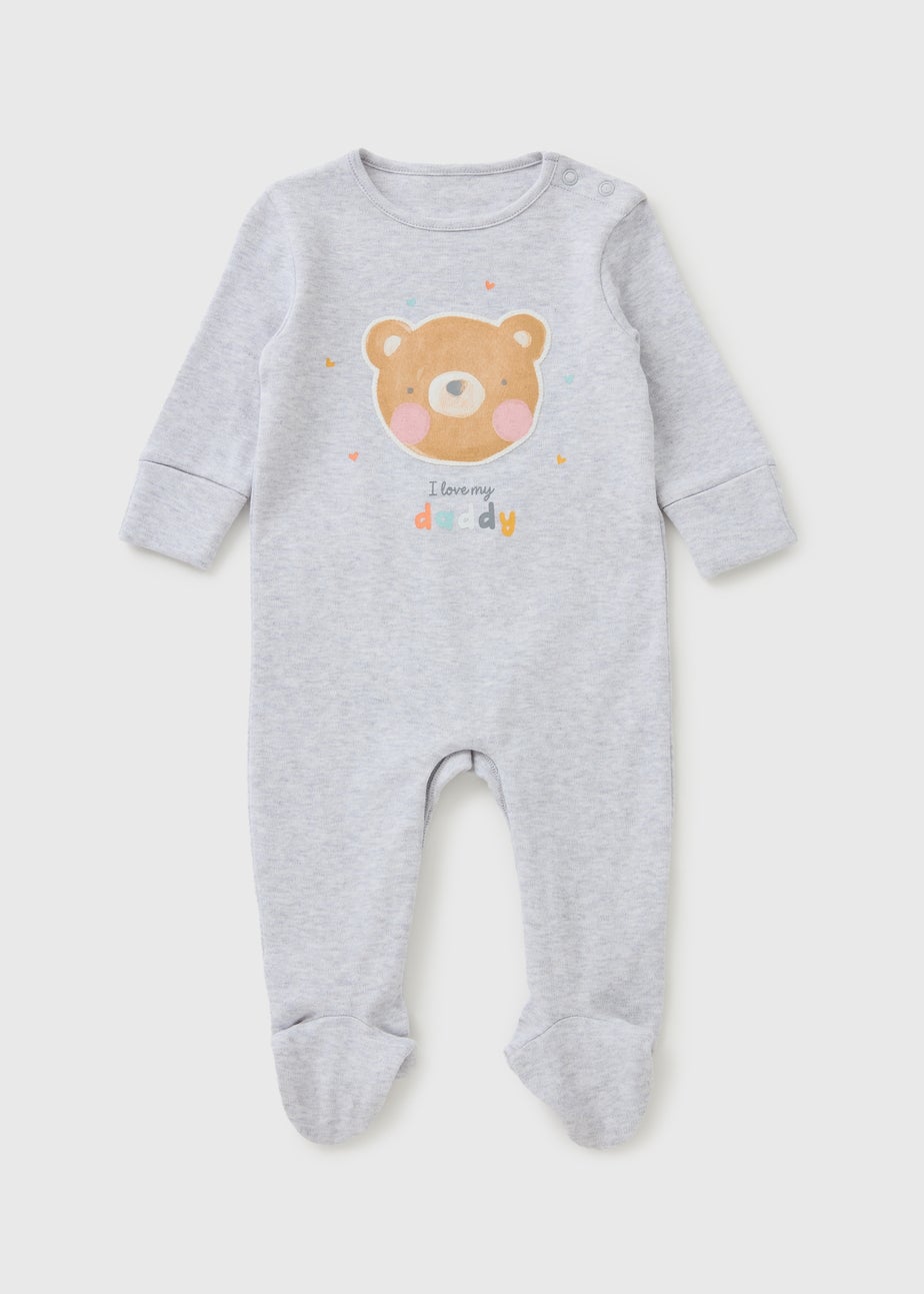 Baby Grey Bear Daddy Sleepsuit (Newborn-23mths)