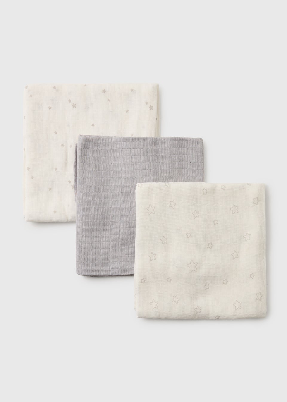 3 Pack Baby Grey Star Muslin Cloths