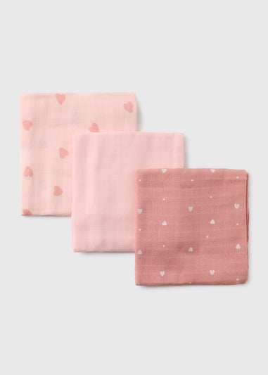 3 Pack Pink Muslin Squares