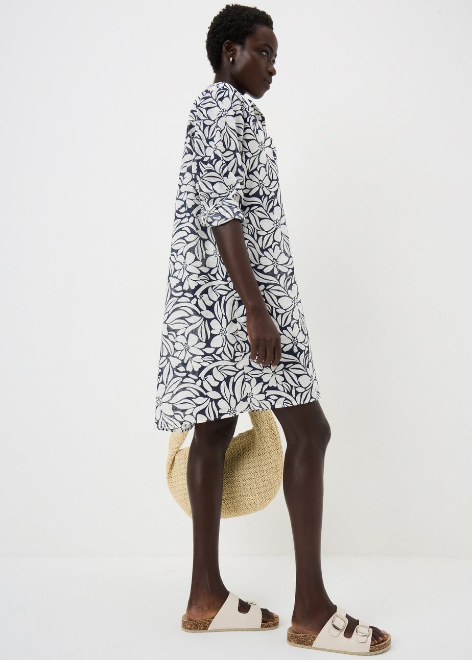 Navy Tropical Floral Beach Shirt