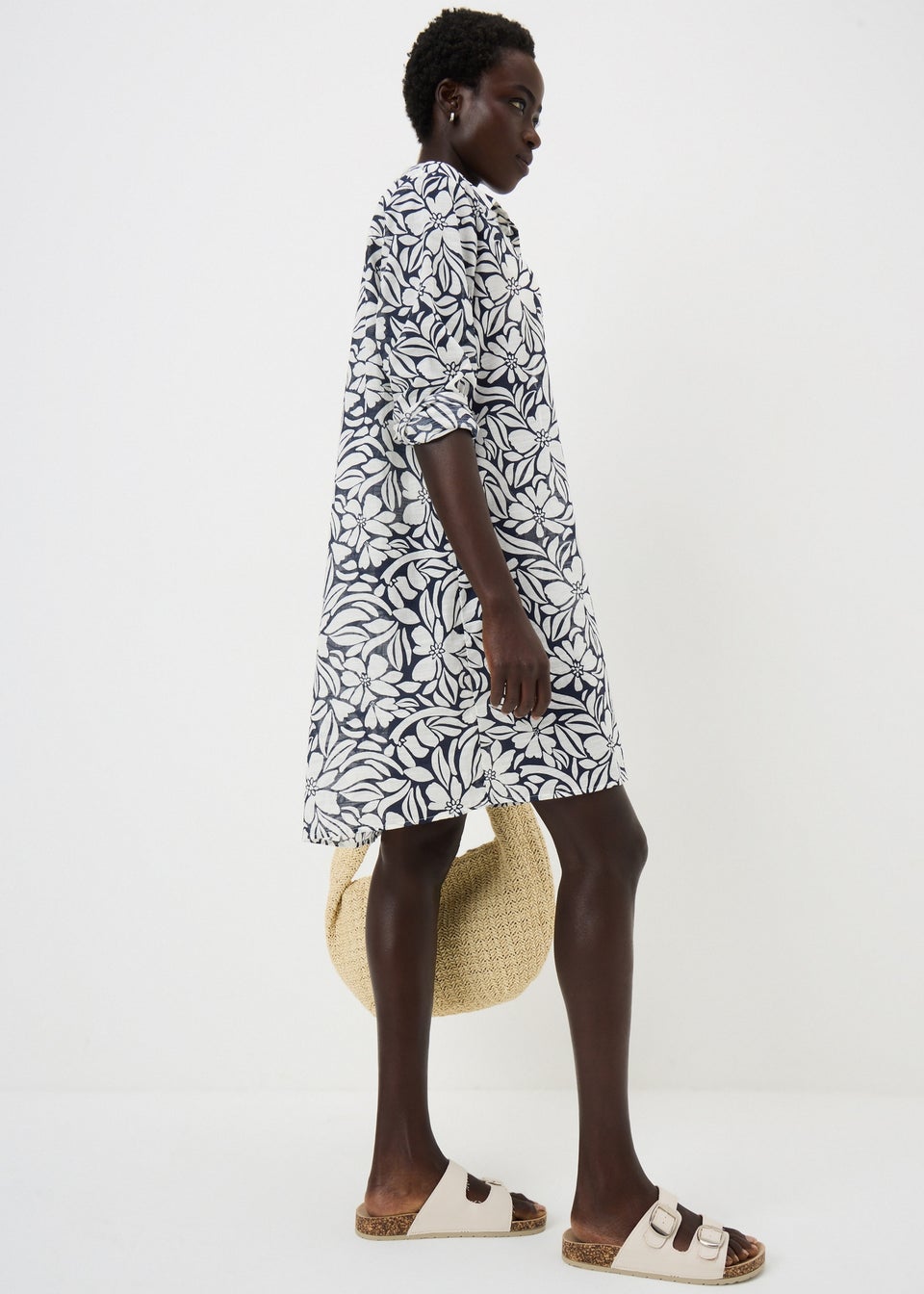 Navy Tropical Floral Beach Shirt