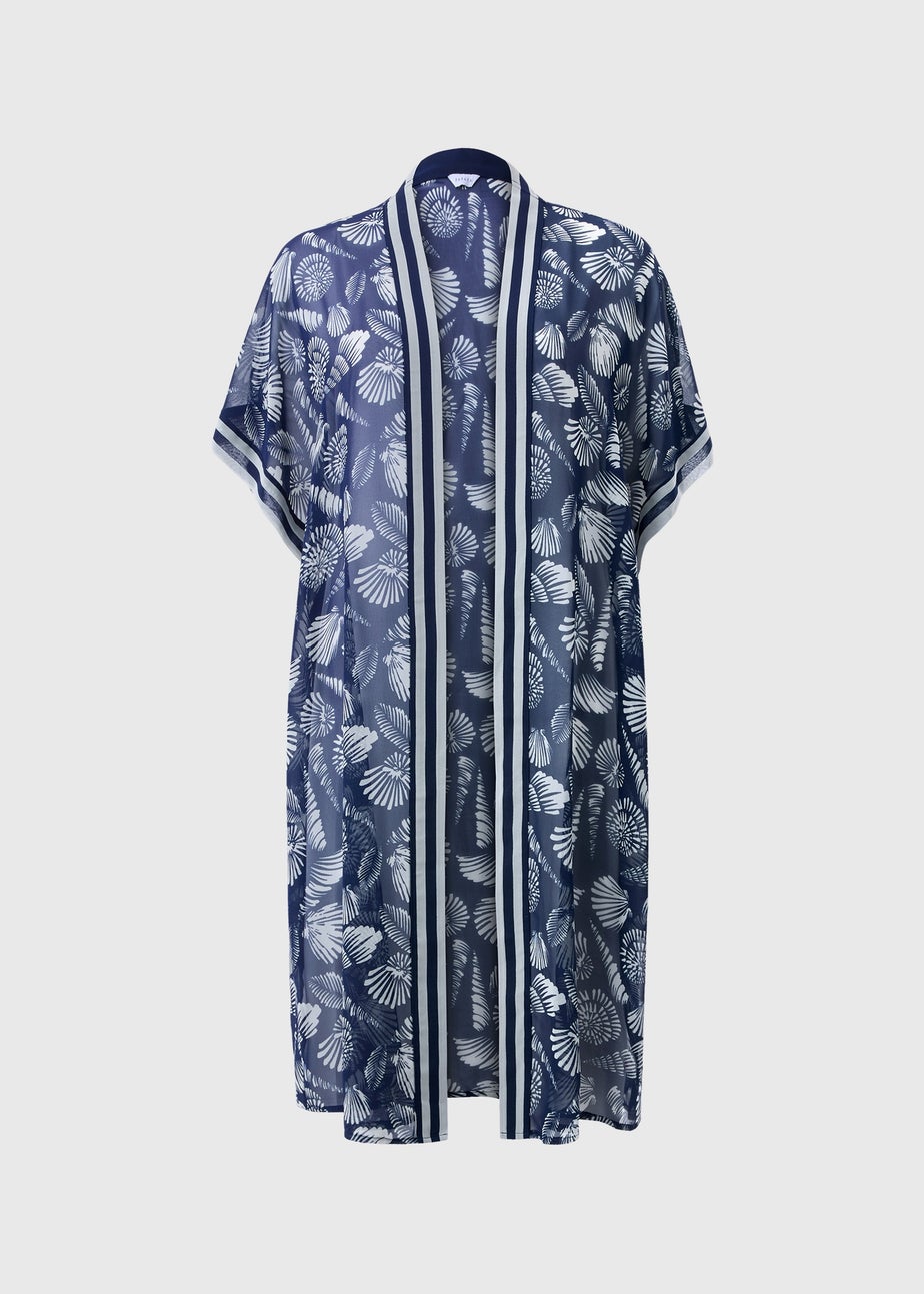 Navy Shell Print Kimono