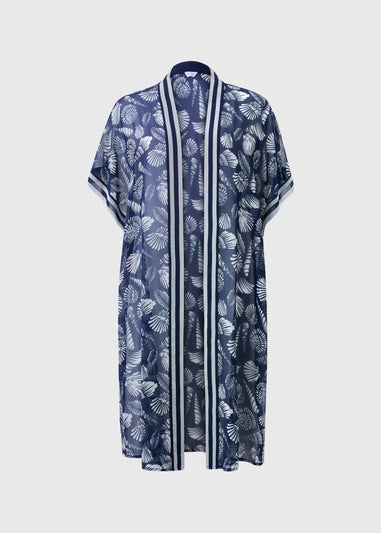 Navy Shell Print Kimono