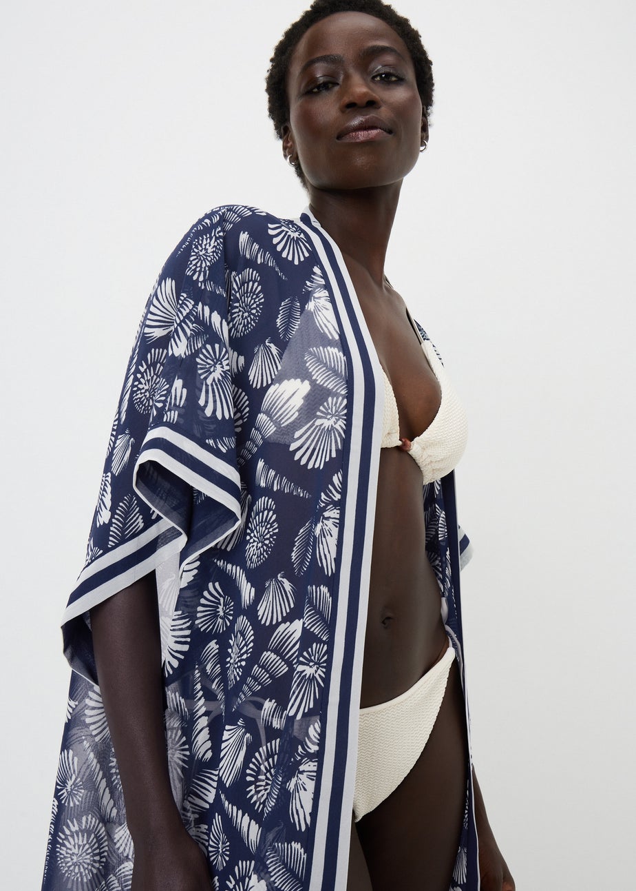 Navy Shell Print Kimono