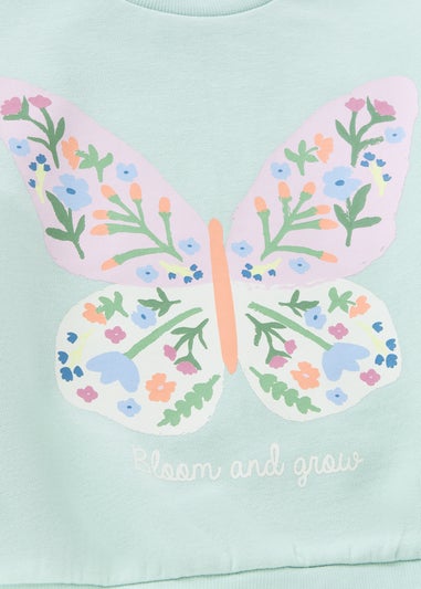 Girls Green Butterfly Sweatshirt (1-7yrs)