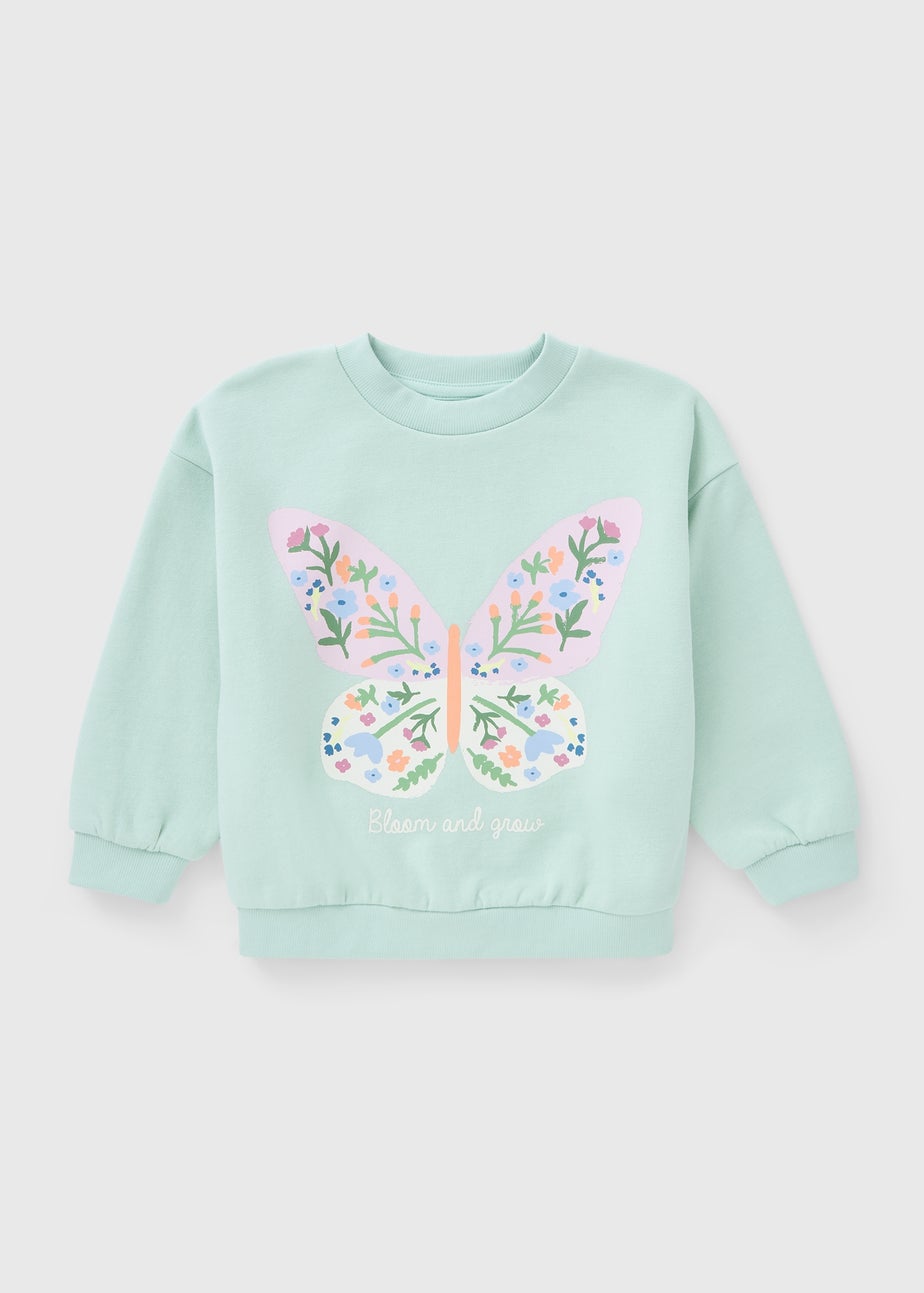Girls Green Butterfly Sweatshirt (1-7yrs)