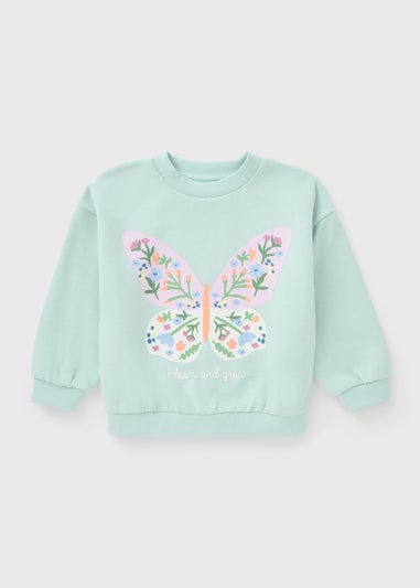 Girls Green Butterfly Sweatshirt (1-7yrs)