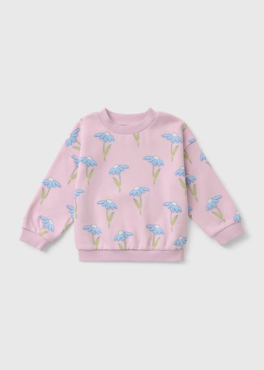 Girls Lilac Flower Sweatshirt (1-7yrs)