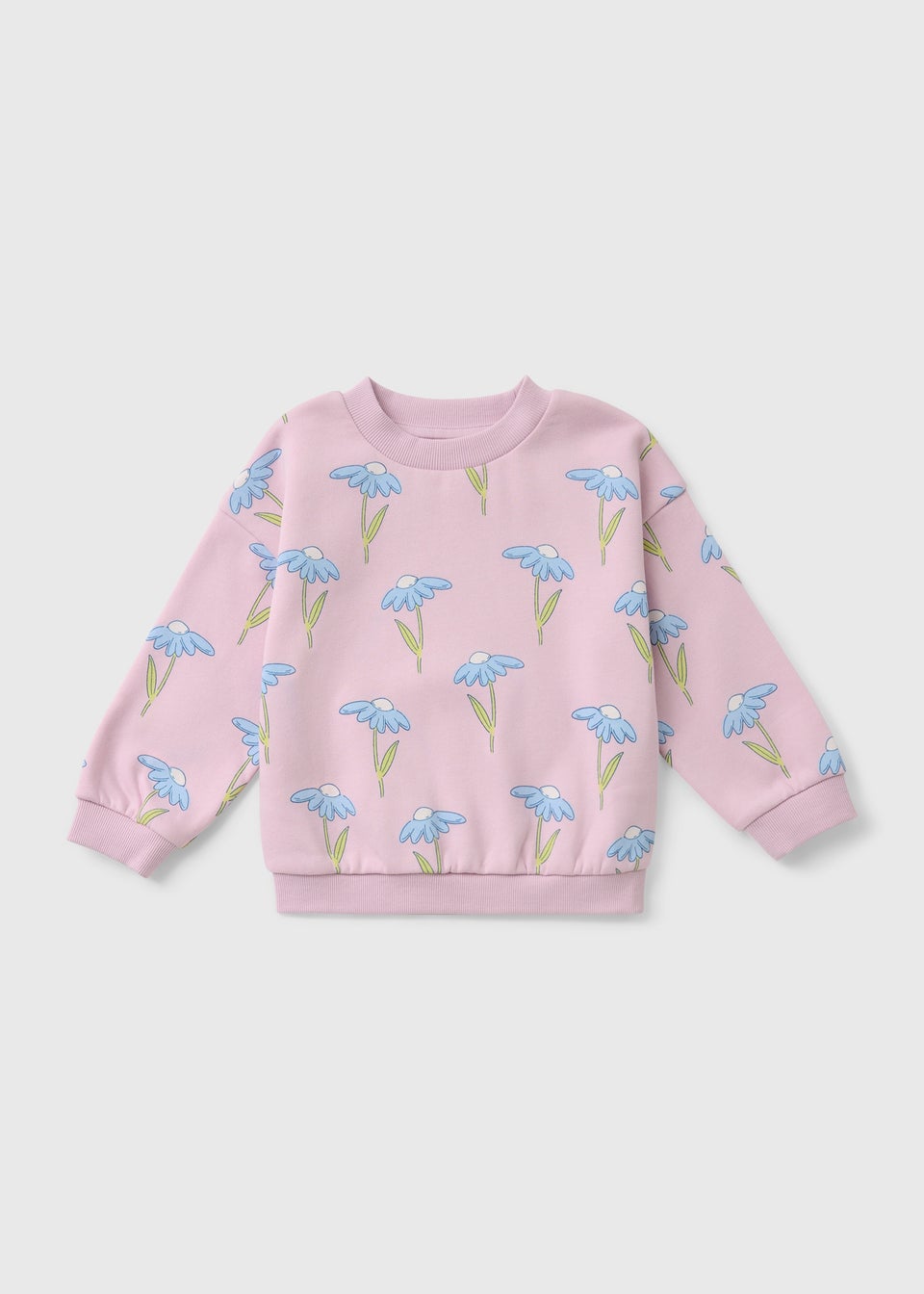 Girls Lilac Flower Sweatshirt (1-7yrs)