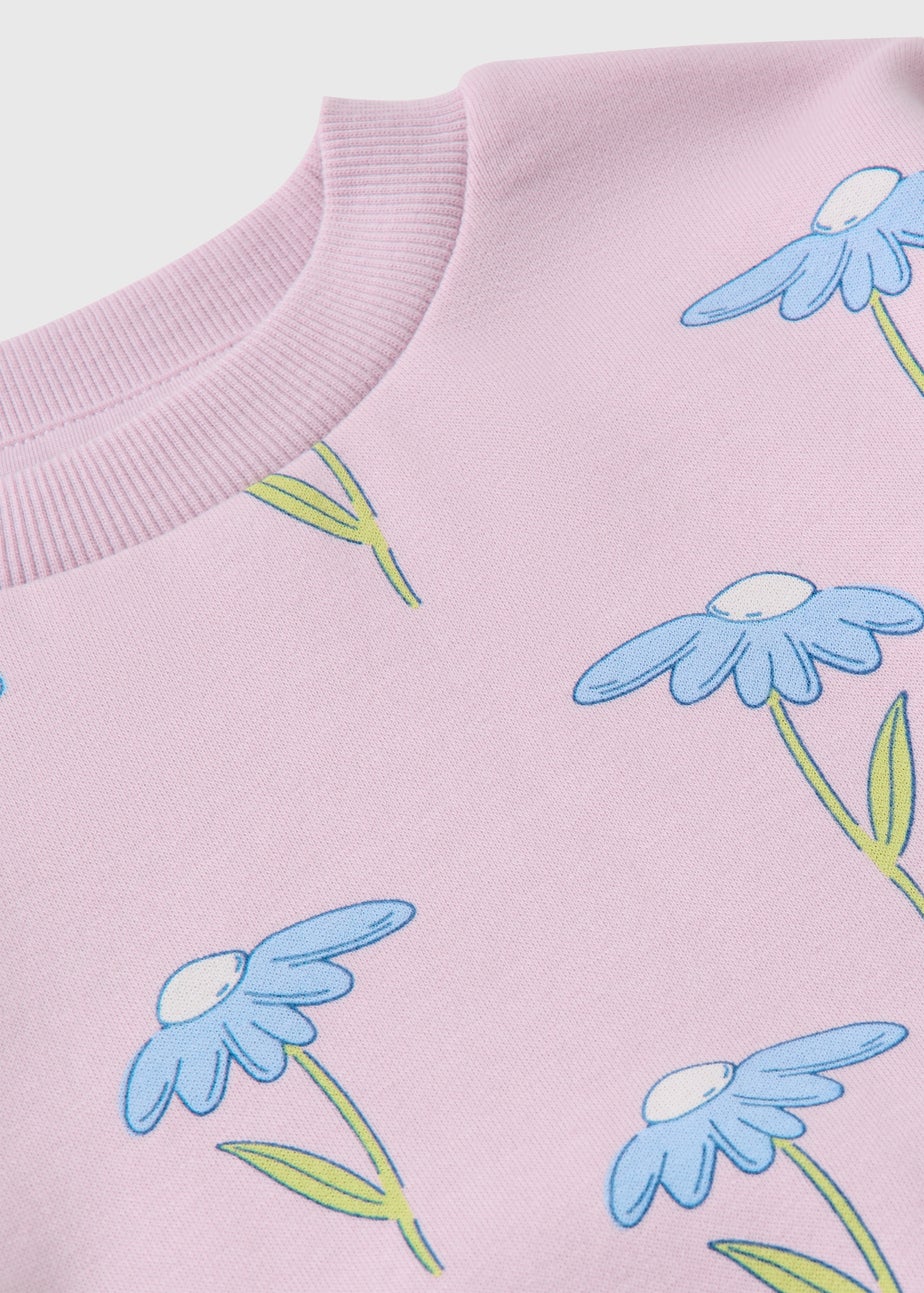 Girls Lilac Flower Sweatshirt (1-7yrs)