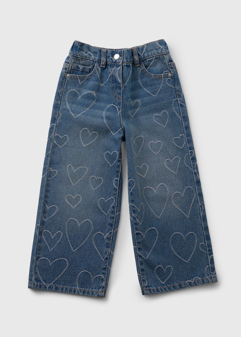 Girls Lightwash Heart Wide Leg Jeans (1-7yrs)