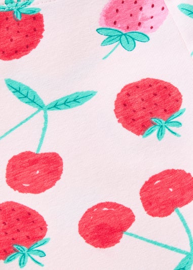 Girls Pink Strawberry Cherry Leggings (1-7yrs)