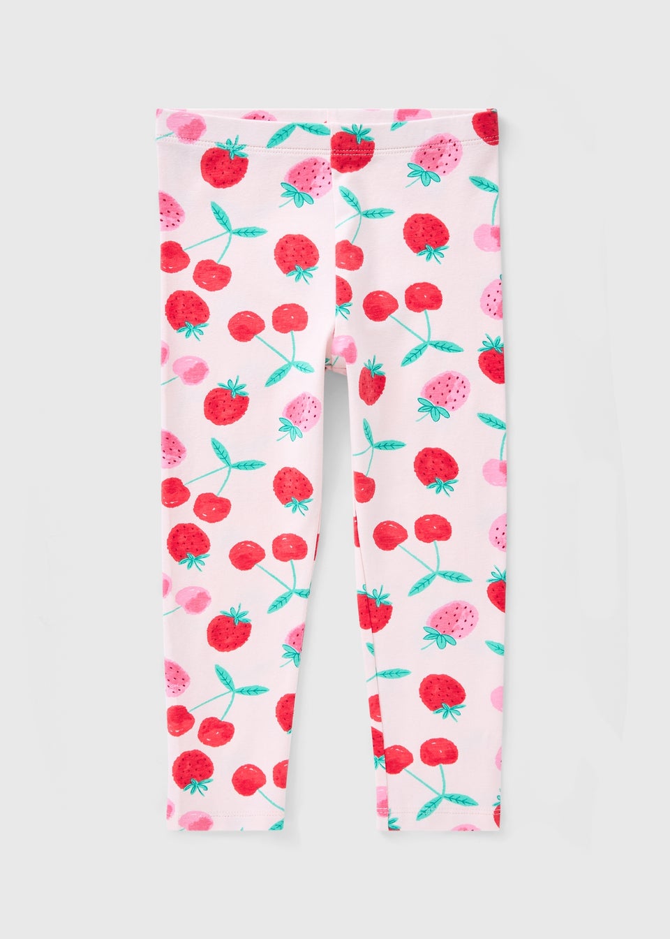 Girls Pink Strawberry Cherry Leggings (1-7yrs)