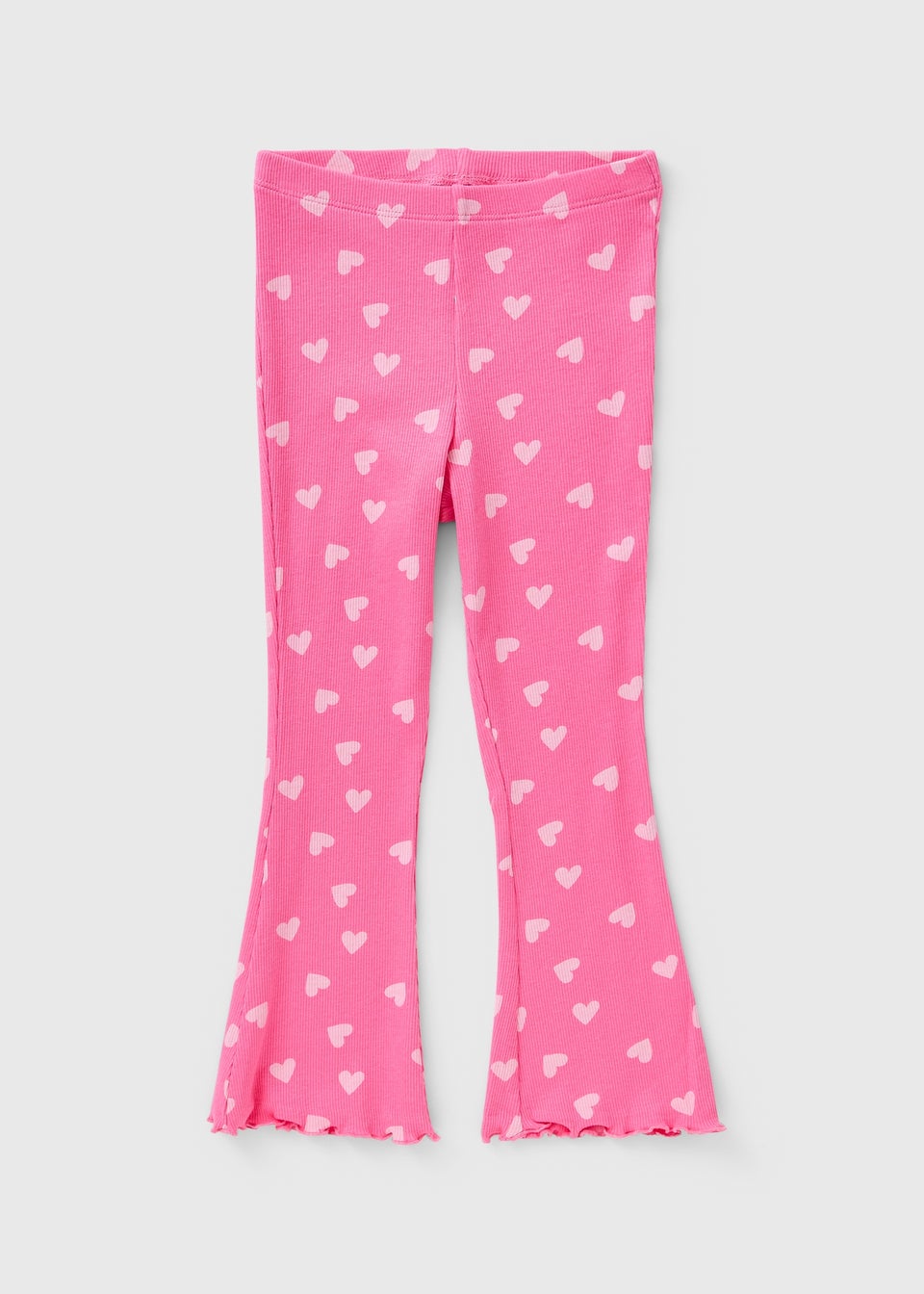 Girls Pink Heart Flare Leggings (1-7yrs)