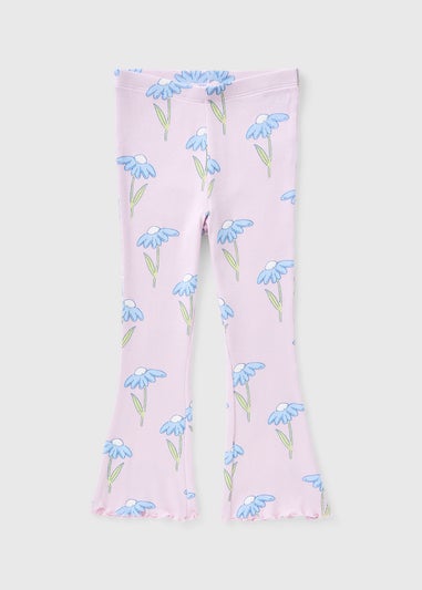 Girls Lilac Flower Flared Pants (1-7 Years)