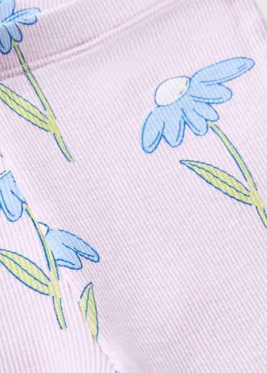 Girls Lilac Flower Flared Pants (1-7 Years)