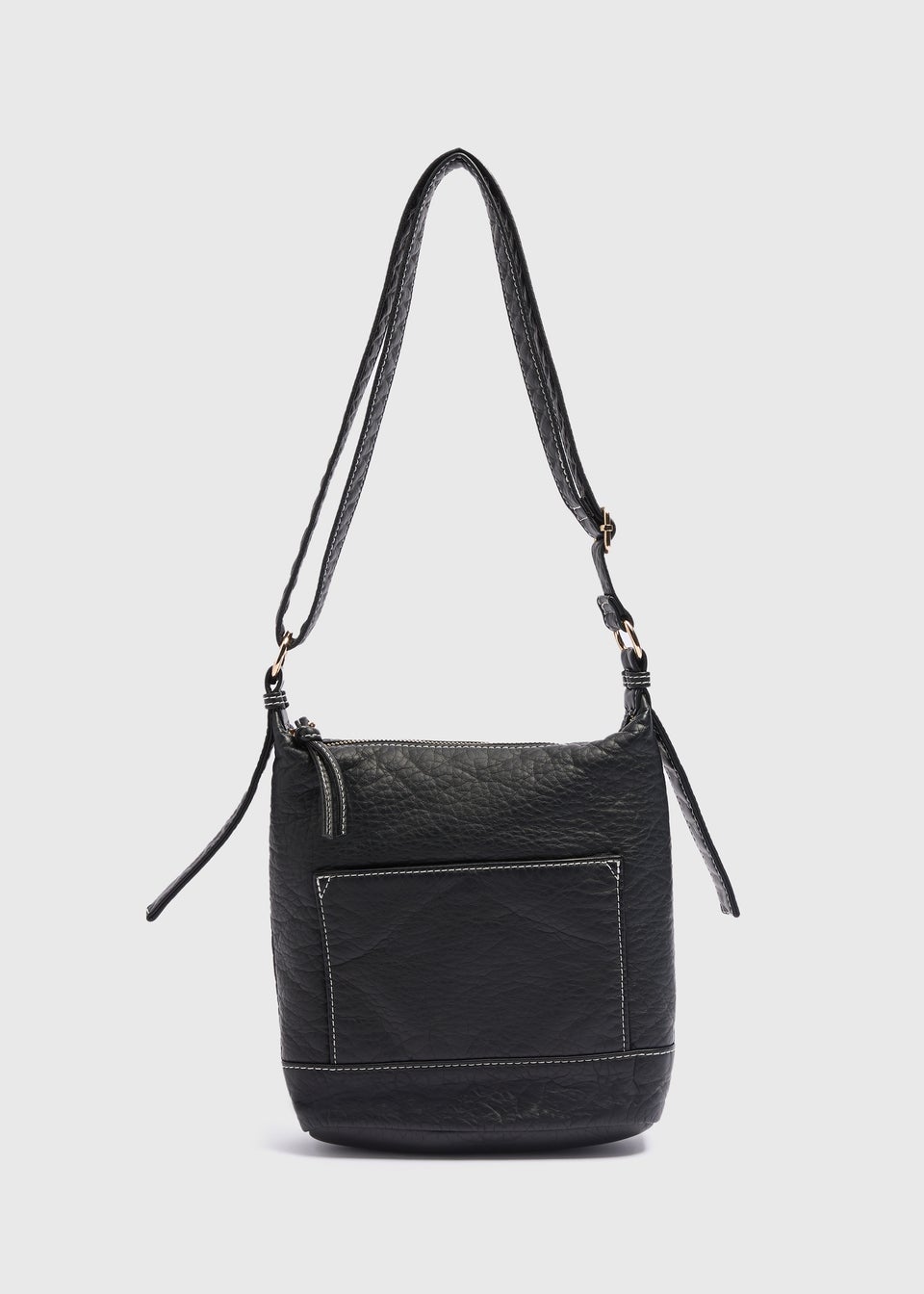 Black Faux Leather Messenger Bag