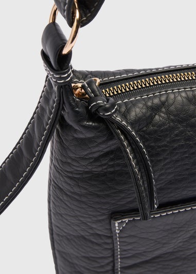 Black Faux Leather Messenger Bag