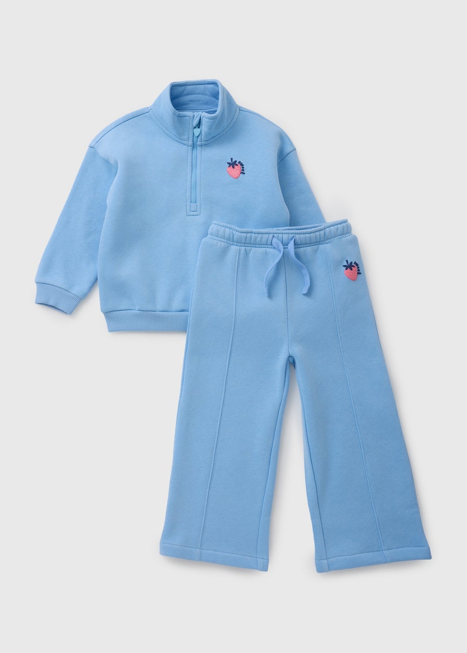 Girls Blue Strawberry Fleece & Jogging Bottom Set (1-7yrs)