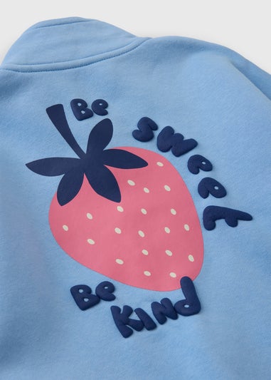 Girls Blue Strawberry Fleece & Jogging Bottom Set (1-7yrs)