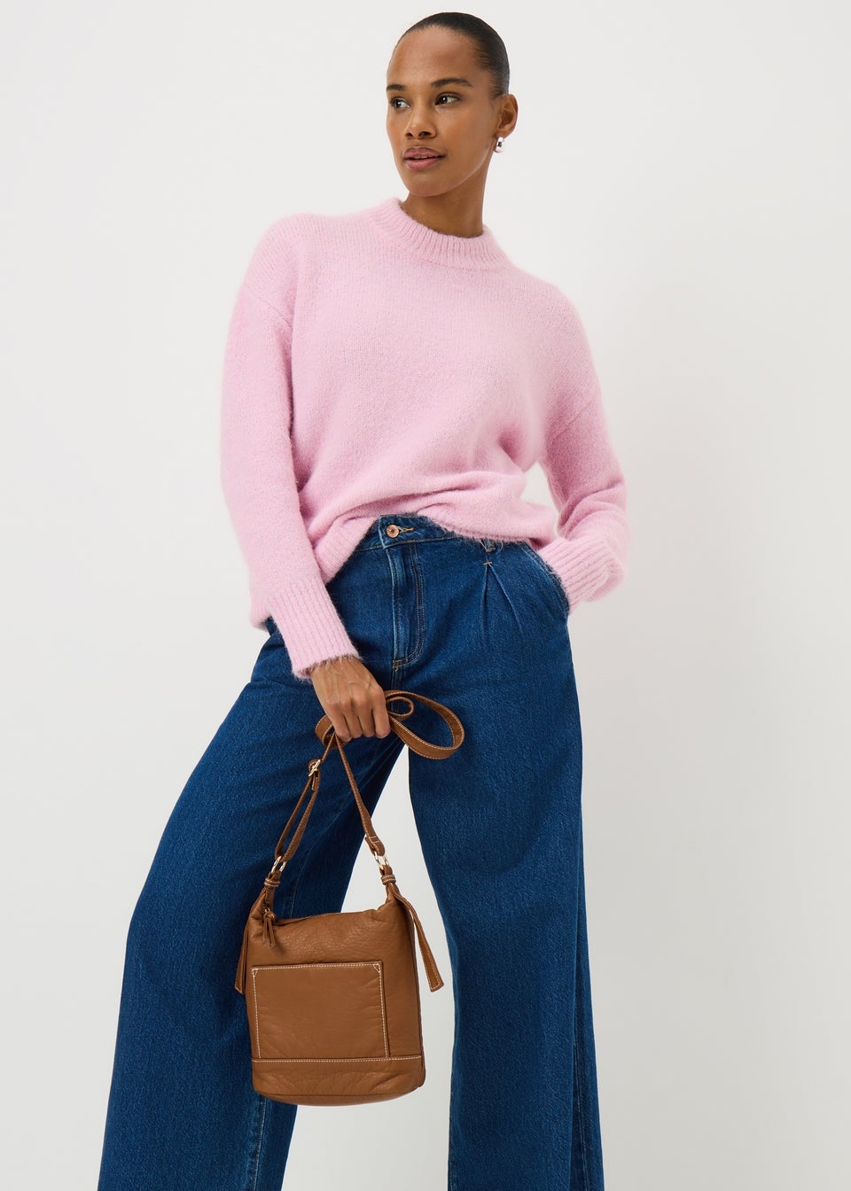 Tan Faux Leather Messenger Bag