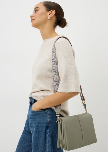 Green Triple Compartment Cross Body Bag