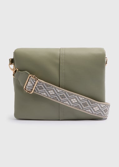 Green Triple Compartment Cross Body Bag