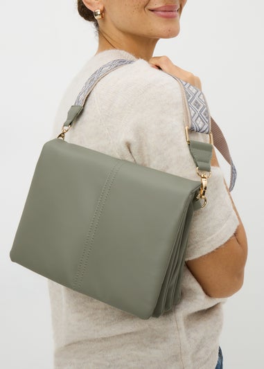 Green Triple Compartment Cross Body Bag