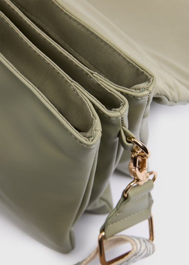 Green Triple Compartment Cross Body Bag