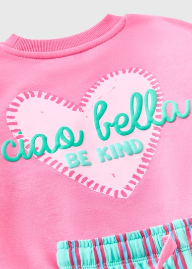 Girls Pink Ciao Bella Sweatshirt & Trouser Set (1-7yrs)