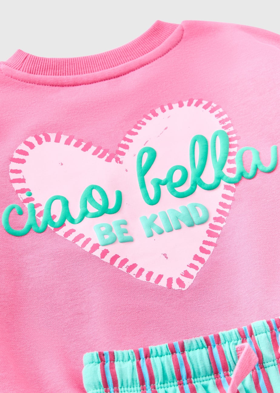 Girls Pink Ciao Bella Sweatshirt & Trouser Set (1-7yrs)