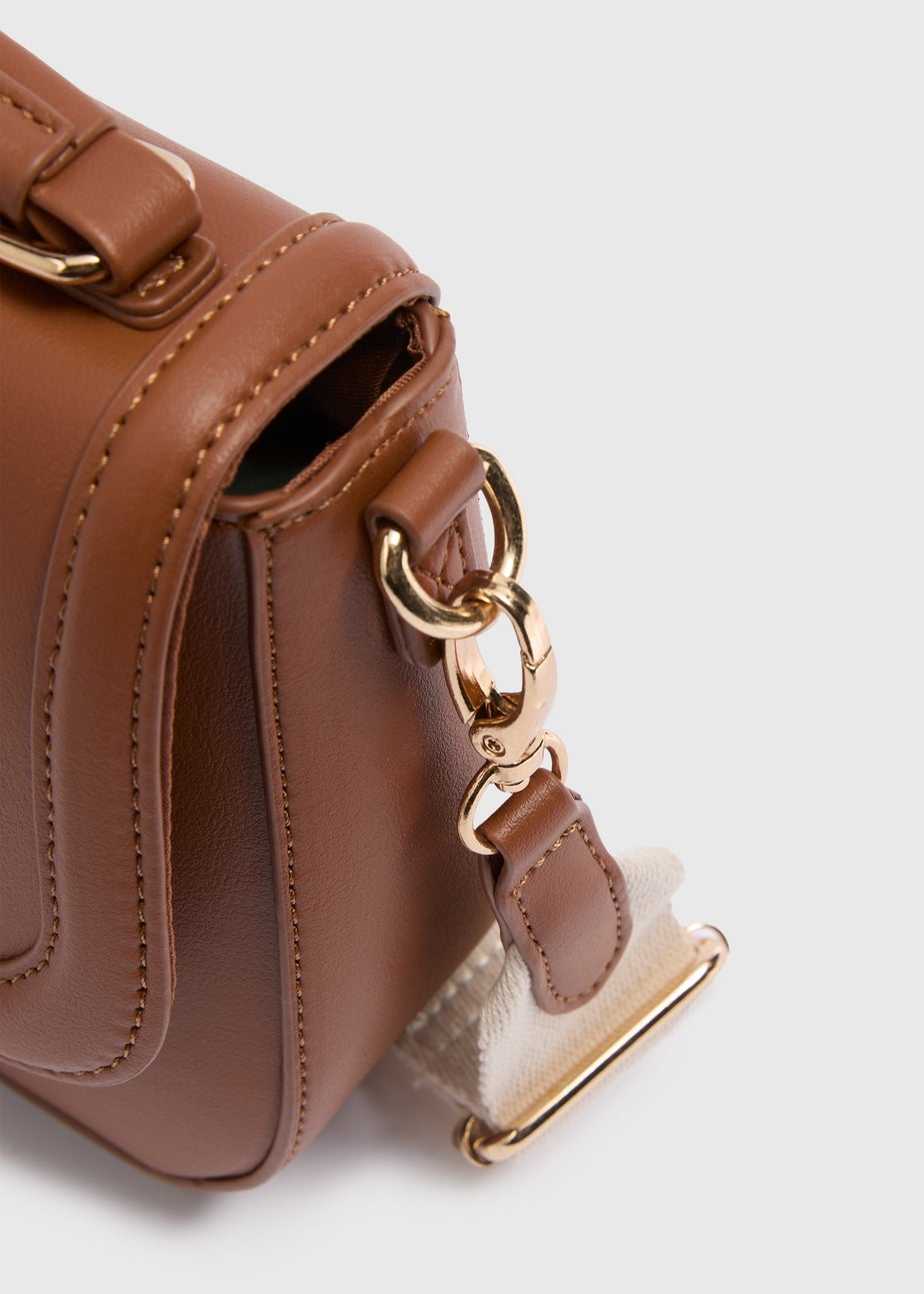 Tan Top Handle Crossbody Bag