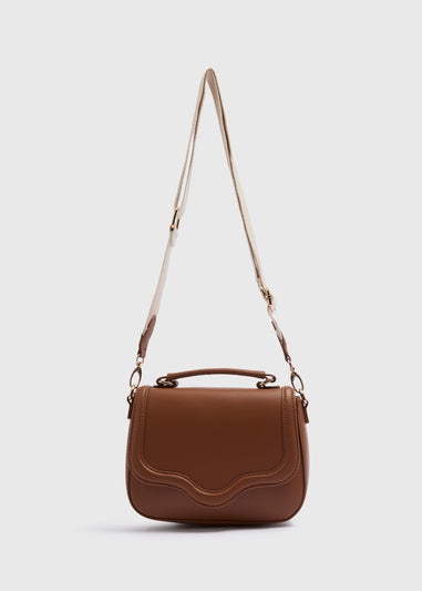 Tan Top Handle Crossbody Bag