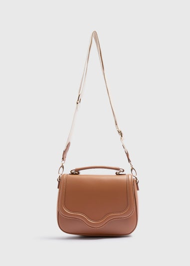 Tan Top Handle Crossbody Bag