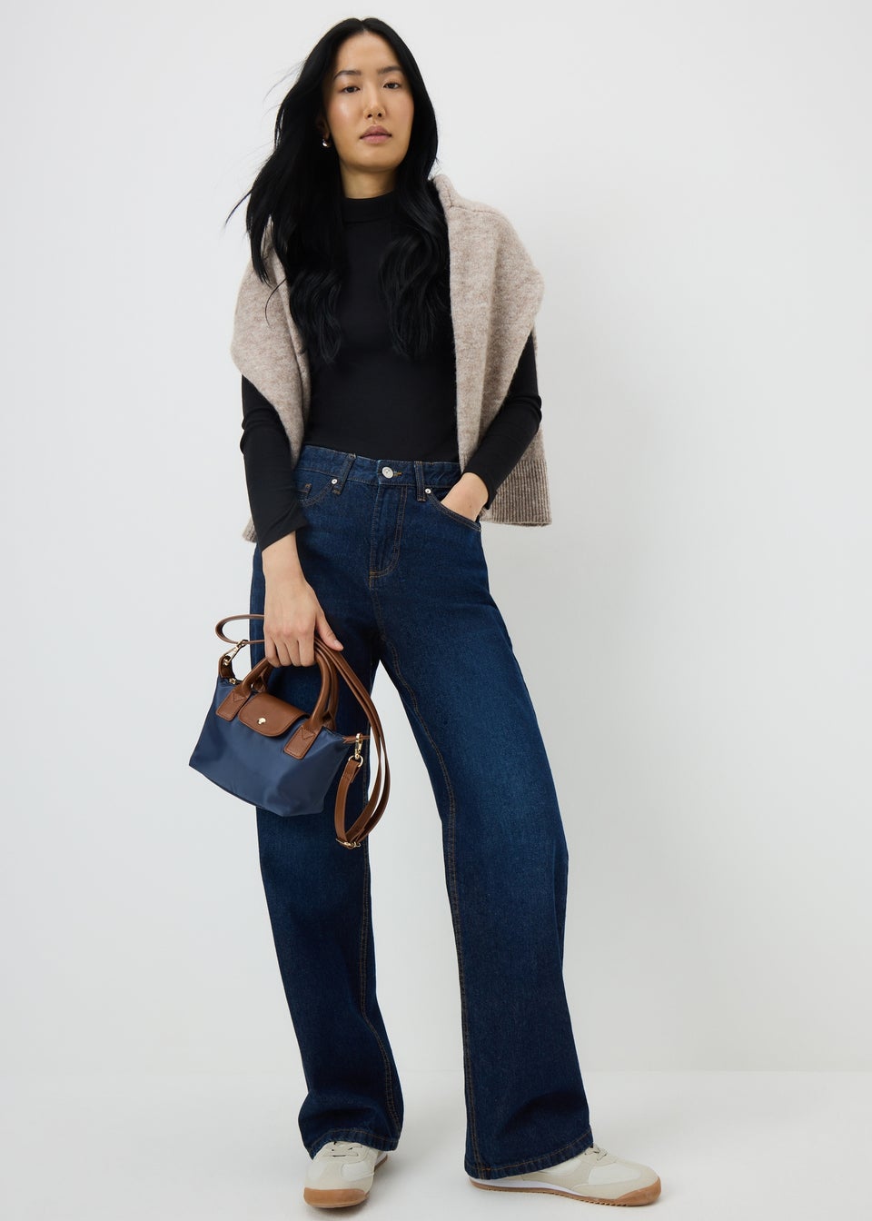 Navy Handle Mini Cross Body Bag