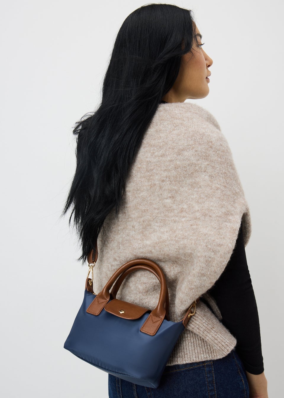 Navy Handle Mini Cross Body Bag