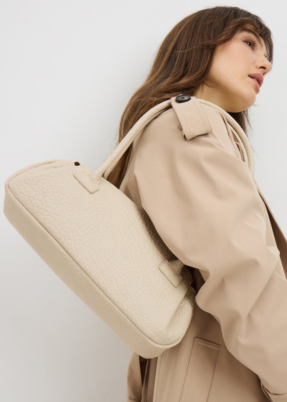 Cream Textured Shoulder Bag