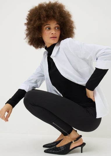 Black Body Shaper Zip Hem Leggings