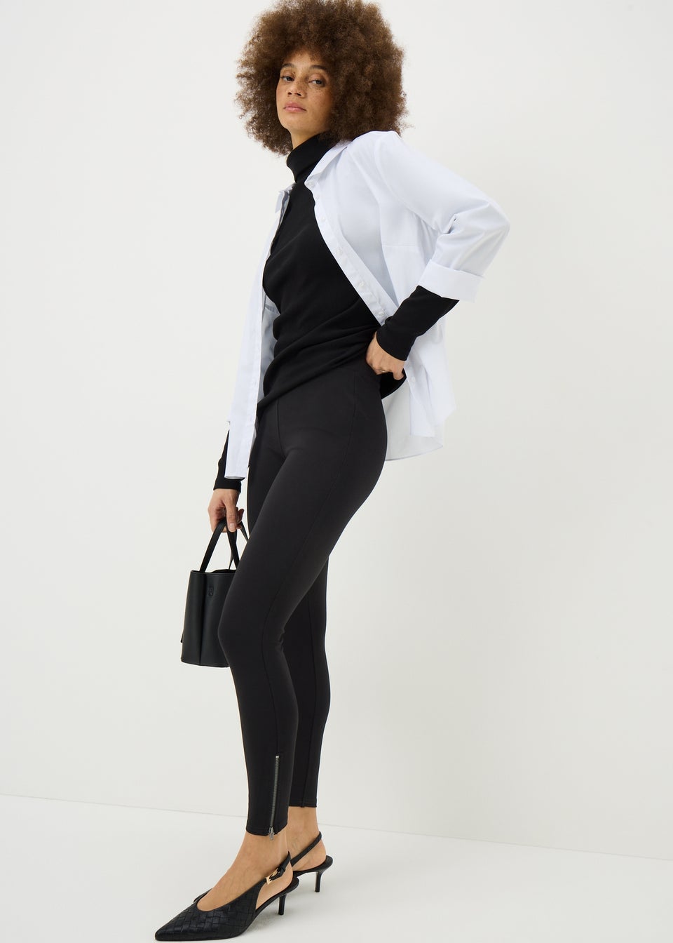 Black Body Shaper Zip Hem Leggings