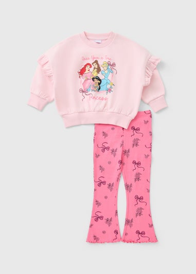 Disney Girls Pink Princess Sweatshirt & Flare Set (3-8yrs)